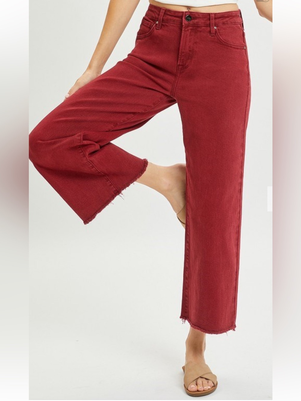 Women's High-Rise Wide Leg Jeans - Brick Red